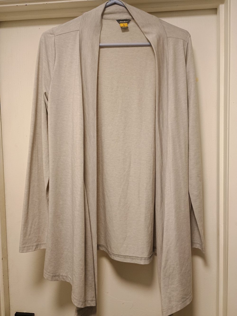 Eddie Bauer Beige Knit Top with Yellow Tag Detail